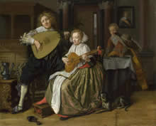 Young Man Playing a Theorbo and Young Woman Playing a Cittern