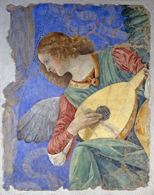 Angel with Lute, Looking Down
