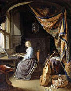 A Lady Playing a Clavichord, Gerrit Dou