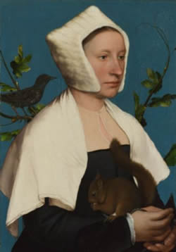 A Lady with a Squirrel and a Starling, Hans Holbein the Younger