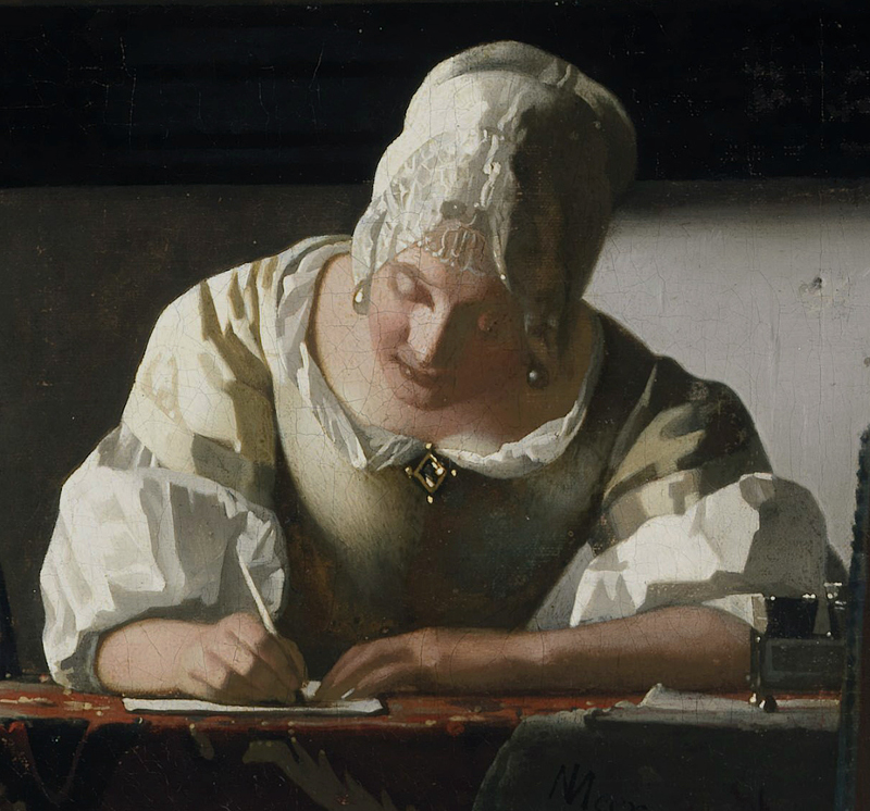 Lady Writing a Letter with her Maid (detail), Johannes Vermeer