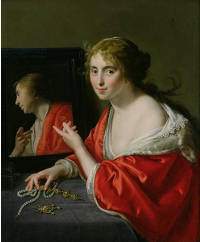 Vanitas, a Young Woman Seated at her Dressing Table, Paulus Moreelse