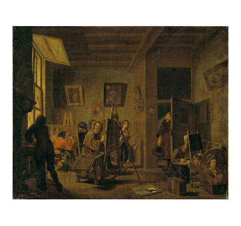 A Painter's Studio, Jan Josef Horemans,  Oil on canvas, 49 x 60 cm., Stockholm, National Museum