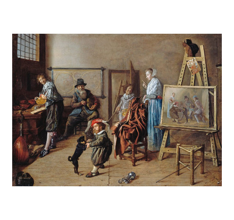 The Artist's Studio, Jan Miense Molenaer, 1631, Oil on canvas, 86 x 127 cm., Gemäldegalerie, Berlin