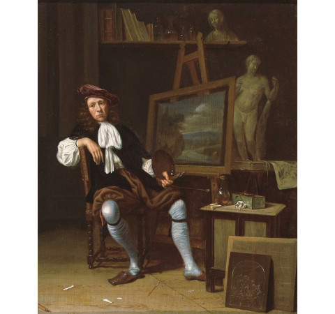 A Painter in his Studio, Michiel van Musscher, between 1665 and 1705, Oil on canvas, 34.5 x 29 cm., Cultural Heritage Agency of the Netherlands Art