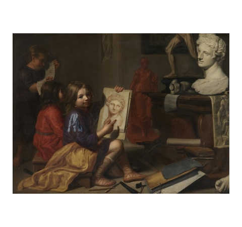 The Artist's Studio, Jacob van Oost, 1666, Oil on canvas, 111.5 x 150.5 cm., Groeningemuseum (Stedelijke Musea), Bruges 