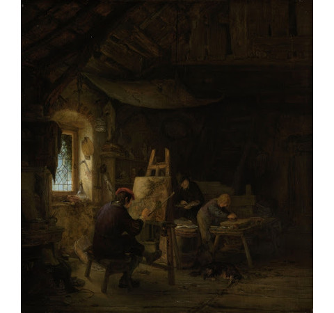 The Painter's Studio, Adriaen van Ostade, c. 1670–c. 1675, Oil on canvas, 37 x 36 cm., Rijksmuseum, Amsterdam