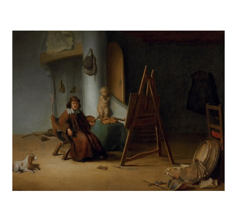 An Artist in his Studio, Jacob van Spreeuwen, c. 1630–1645, Oil on panel, 30.5 x 36.8 cm., Private collection