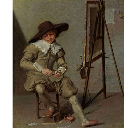 A Painter at his Easel, Jacob Jansz. van Velsen, Oil on panel, 28.2 x 24.5 cm., Private collection (France)