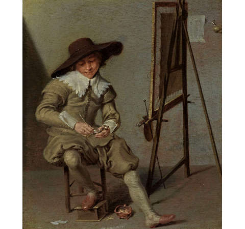 A Painter at his Easel, Jacob Jansz. van Velsen, Oil on panel, 28.2 x 24.5 cm., Private collection (France)