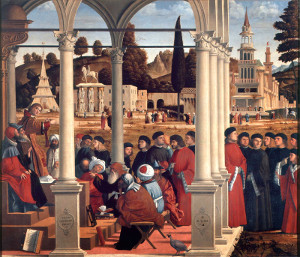 The Disputation of Saint Stephen among the Doctors in the Sanhedrin, Vittore Carpaccio, 1514, Oil on canvas, 147 x 172 cm., Brera Pinacoteca, Milan