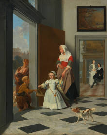 Jacob Ochtervelt, A Nurse and a Child in the Foyer of an Elegant Townhouse, 1663, Oil on canvas, 81.5 x 66.8 cm., National Gallery of Art, Washington D.C., Museum of Art, Los Angeles