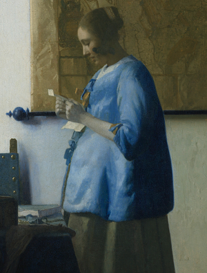 Woman in Blue Reading a Letter (detail) Johannes Vermeer
