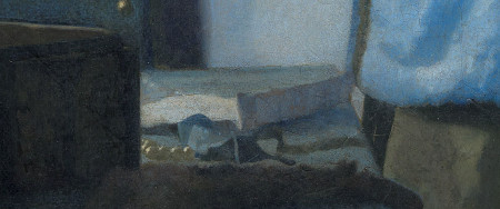 Woman in Blue Reading a Letter