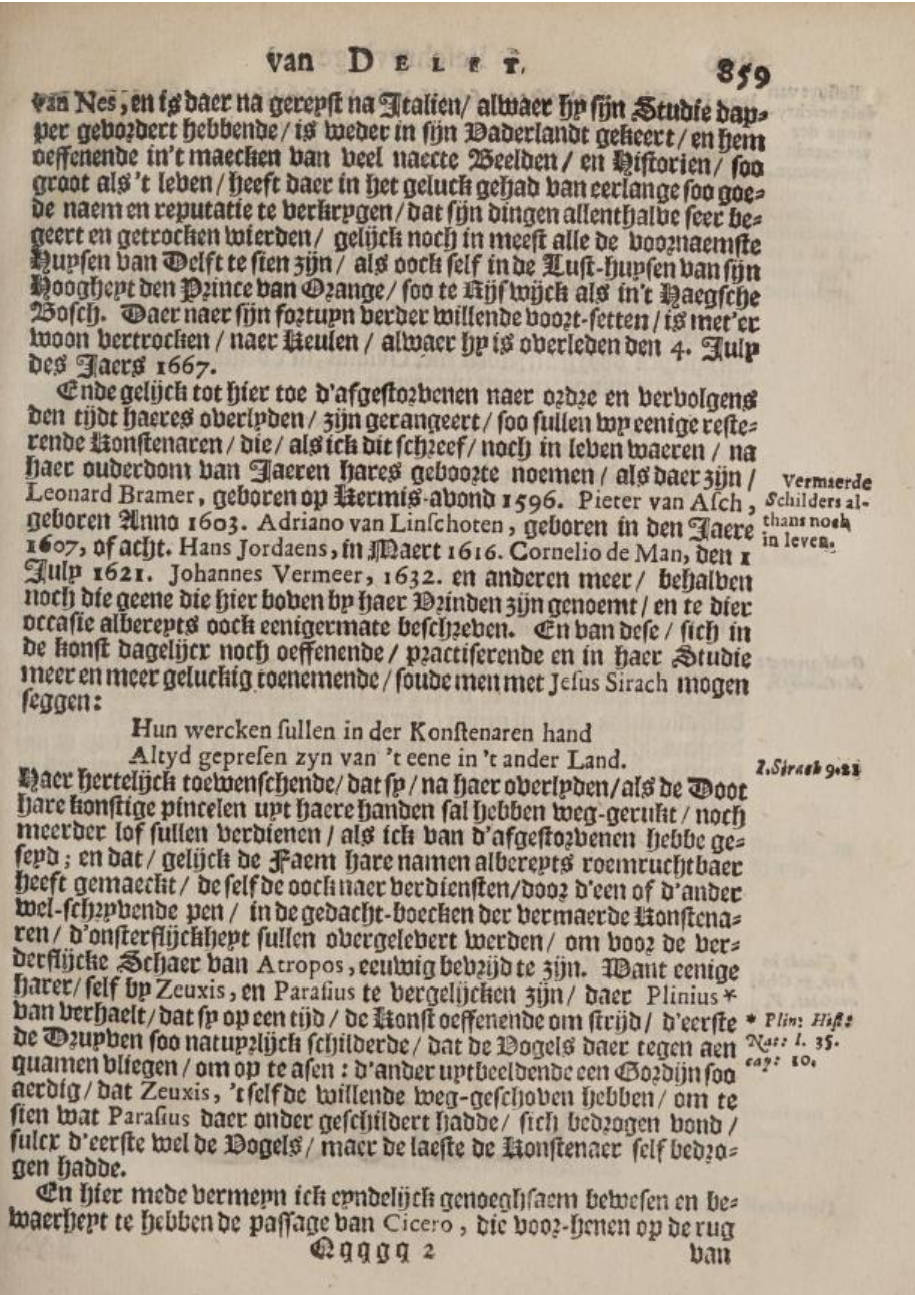<em>Beschryving der Stadt Delft</em> (Description of the City of Delft), Dirck van Bleyswijck, Published in 1667 (page 859)