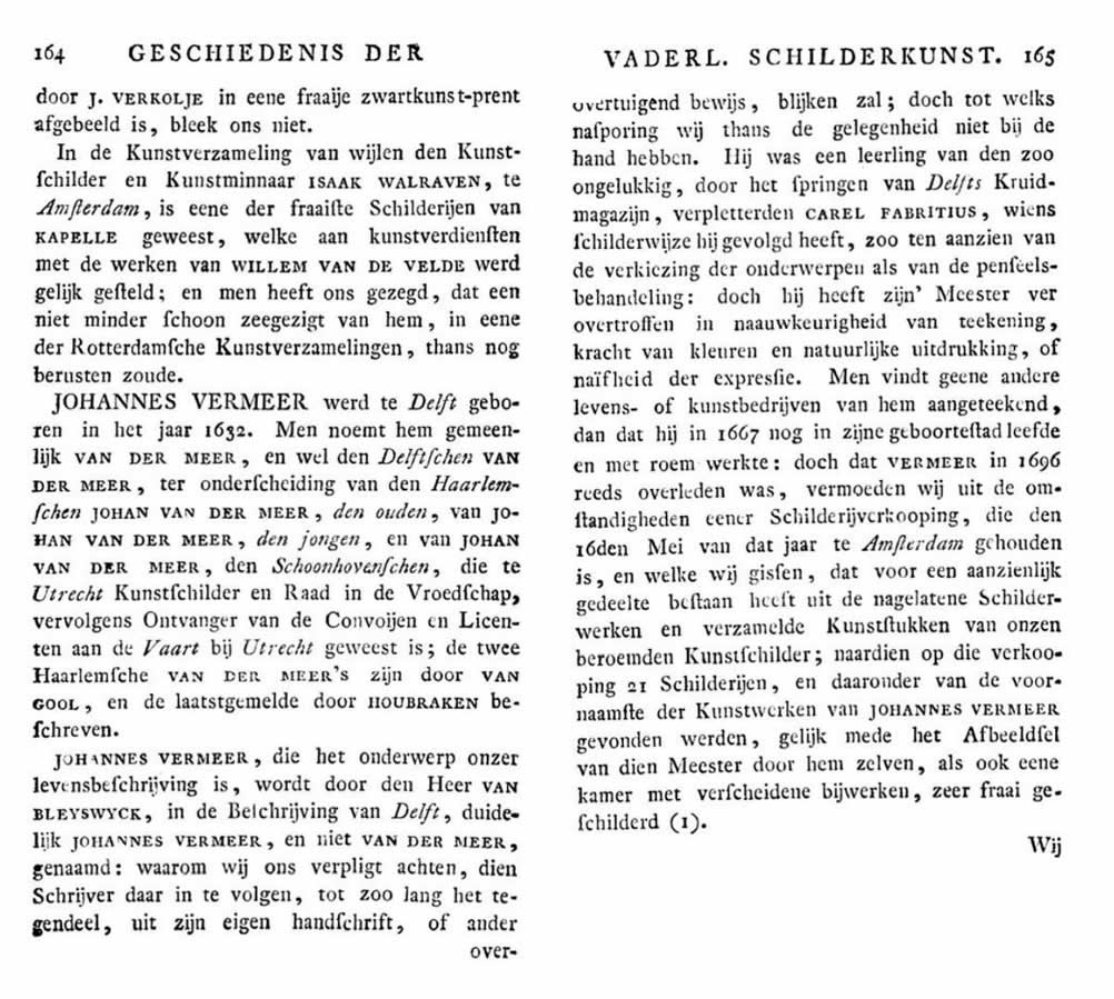 Geschiedenis der vaderlandsche schilderkunst: sedert de helft der XVIII eeuw. 4 vols., Haarlem 1816–1840 (Volume 4, 1816, pp. 164-165)