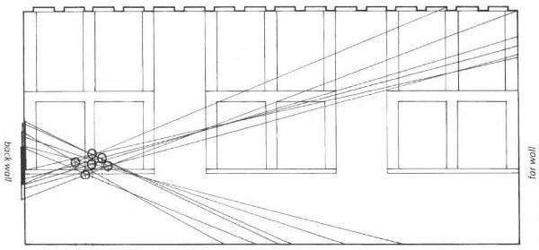 Philip Steadman, Diagram of Vermeer’s studio showing the point at which Vermeer set the lens of a camera osbcura to view the scenes of his paintings, Vermeer’s Camera: Uncovering the Truth behind the Masterpieces (2002)