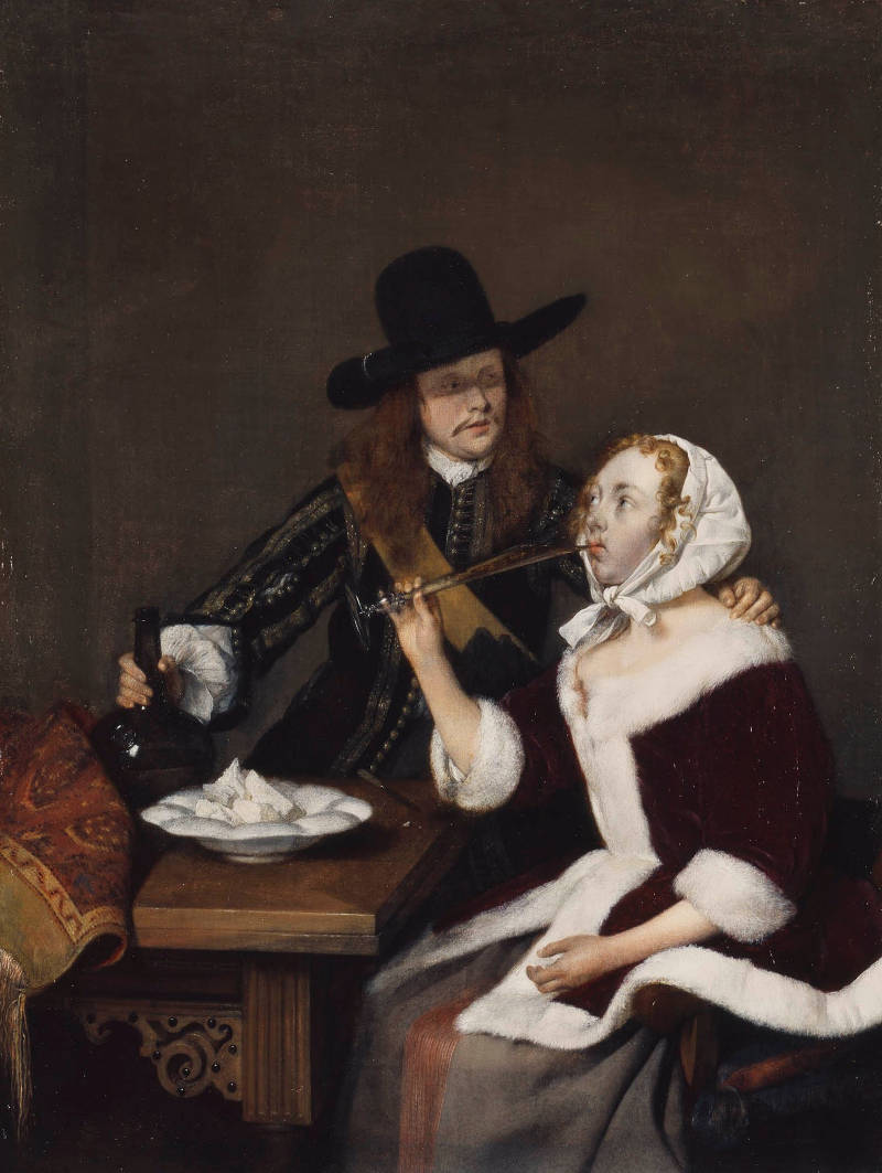 A Gentleman Pressing a Lady to Drink, Gerrit ter Borch, 1658–1659