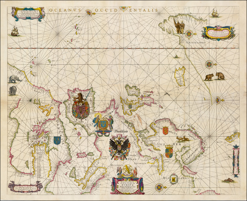 Pascaarte van alle de Zecusten van Europa. Nieulycx beschreven door Willem Ians Blauw . . . . Willem Janszoon Blaeu