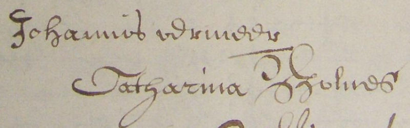 signatures of Cathaina Bolnes and Johannes Vermeer
