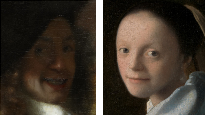 Study of a Young Girl and The Procuress (details), by Johannes Vermeer