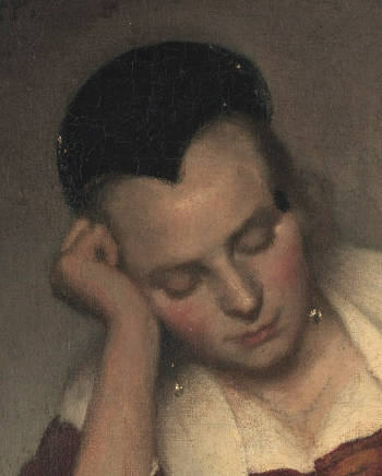 A Maid Asleep (detail), Johannes Vermeer