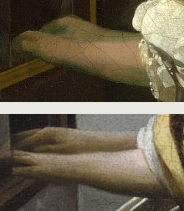 A Young Woman Seated at the Virginal (detail), (attributed to Vermeer)
