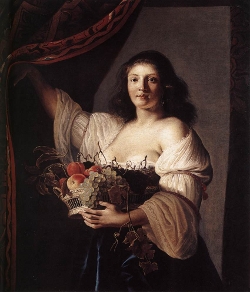 Woman with a Basket of Fruit, Christiaen van Couwenbergh