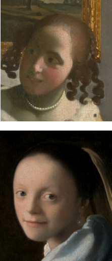 Details of Johannes Vermeer's Guitar Player and Study of a Young Woman