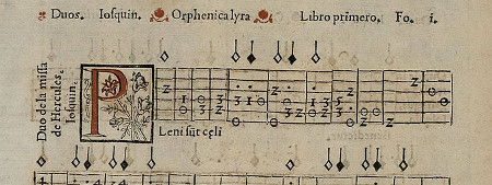 Sample of numeric vihuela tablature
