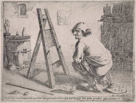 Painter Defacting on Palette and Brushes, Aert van Waes