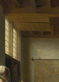 A Woman Drinking with Two Men (detail), Pieter de Hooch