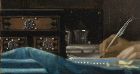 A Lady Writing (detail), Johannes Vermeer