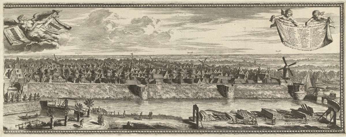 Coenraet Decker, after drawing by Jan Verkolje (I), View of Delft