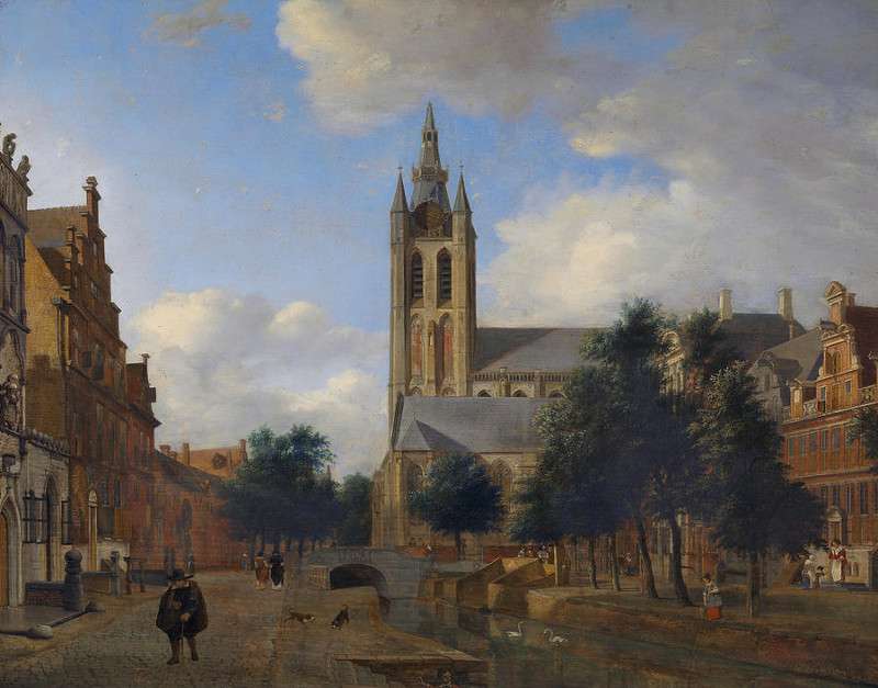 The Oude Delft Canal And The Oude Kerk, Delft