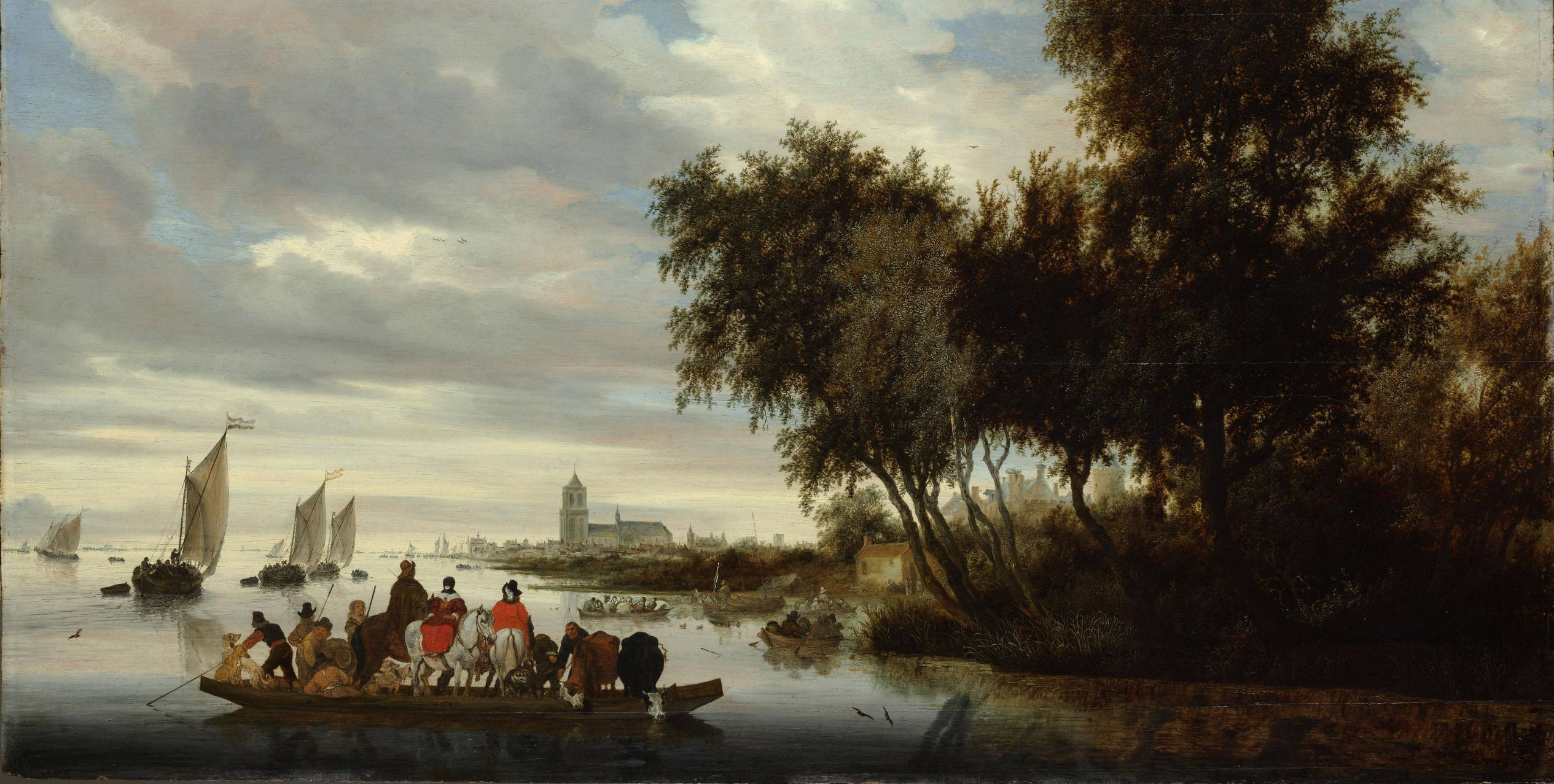 River Landscape with Ferry, Salomon van Ruysdael