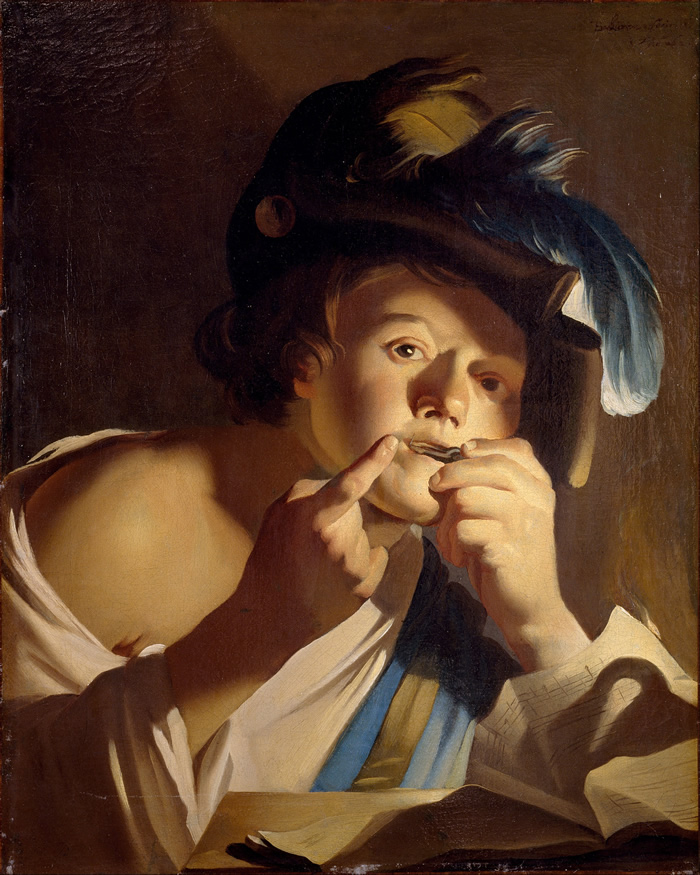 Dirck van Baburen, Young Man with Jew's Harp