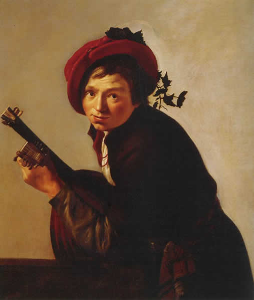 Young Man Playing the Lute, Jan van Bijlert