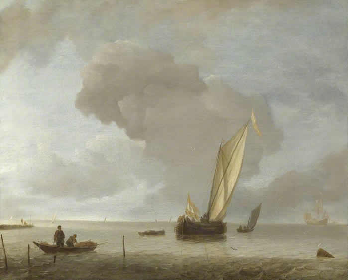 Jan van de Cappelle, A Small Dutch Vessel before a Light Breeze