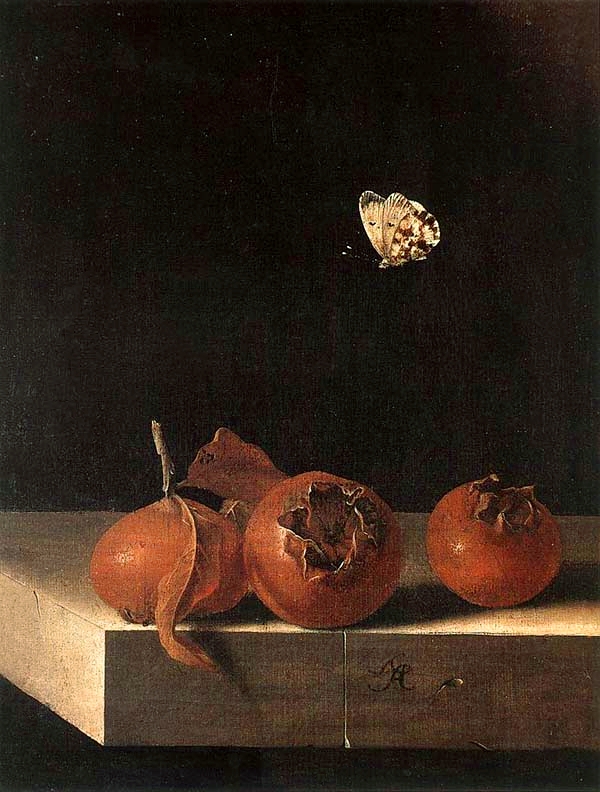 Three Medlars with a Butterfly, Adriaen Coorte
