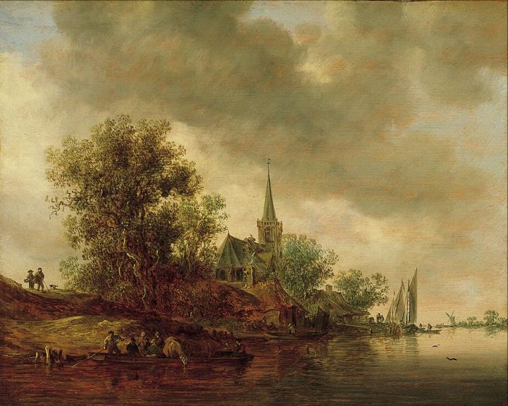 Jan van Goyen, River Landscape with a Village Church