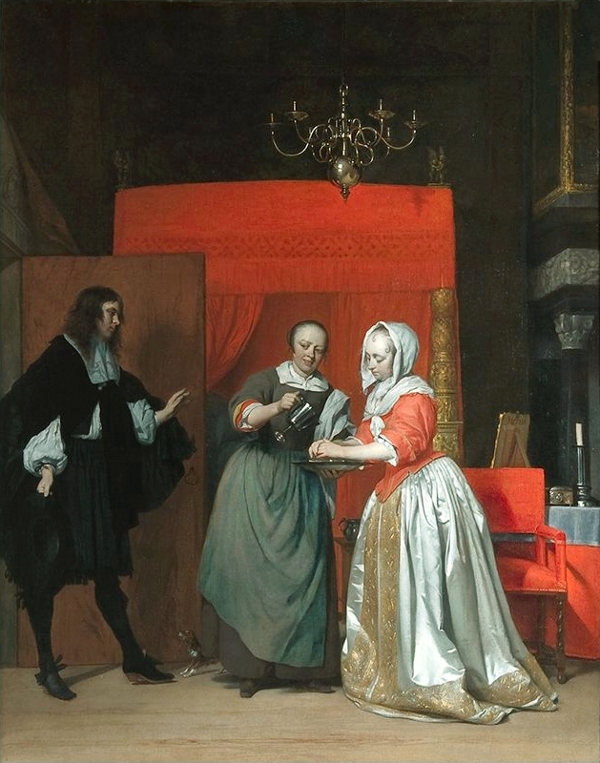 A Man Visiting a Woman Washing her Hands, Gabriel Metsu