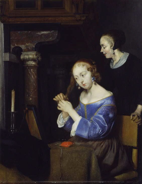 Gerrit ter Borch, A Lady Dressing her Hair