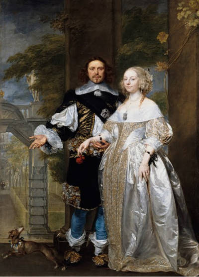 Portrait of a Married Couple in the Park, Gonzales Coques (attributed