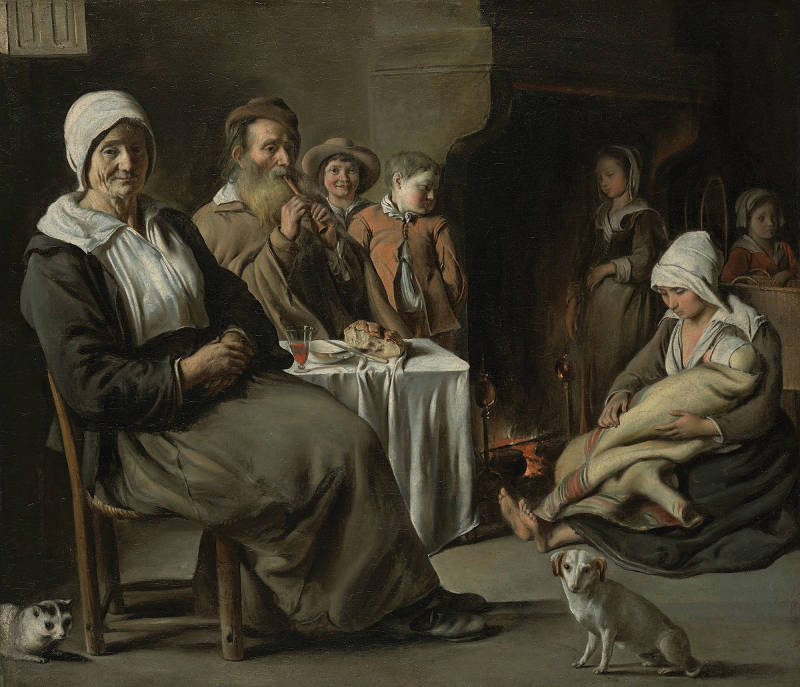 Peasant Interior with an Old Flute Player,Louis (or Antoine?) Le Nain