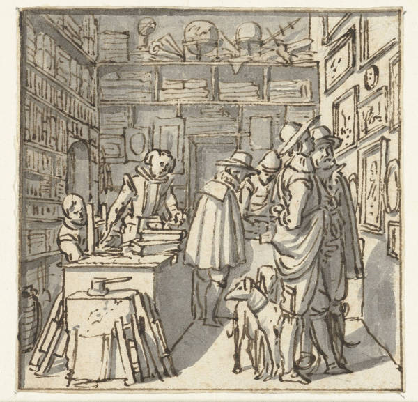 People in a Book- and Art Shop, Dirck de Bray