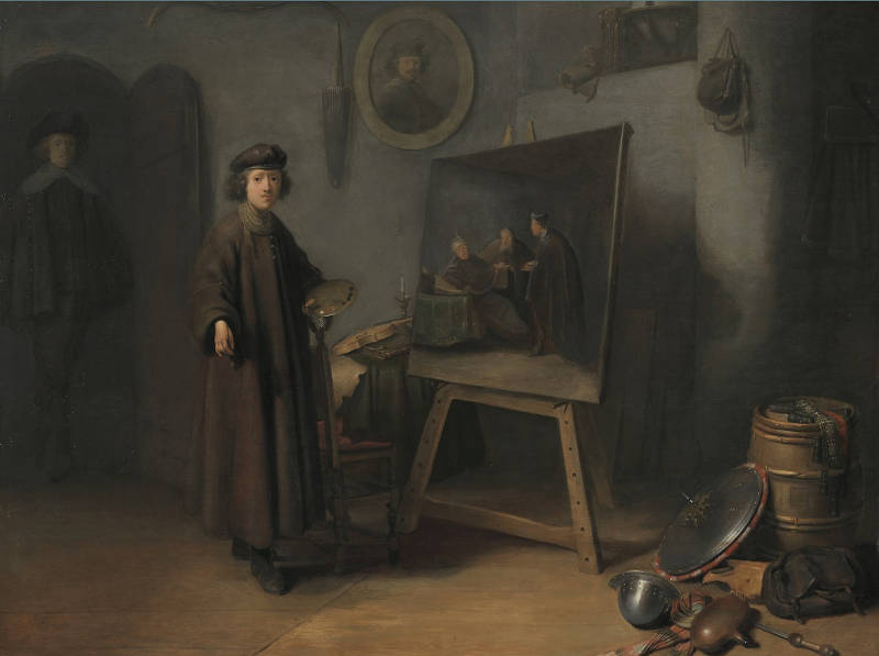 Rembrandt in his Studio, Anonymous pupil of Rembrandt