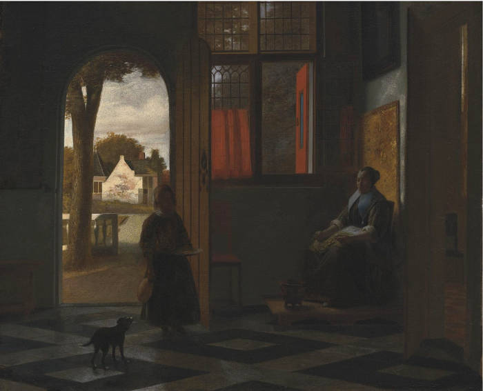 Woman Seated at a Window and a Child in a Doorway, Pieter de Hooch