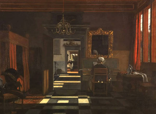 Interior with a Woman at the Virginals, Emmanuelde Witte
