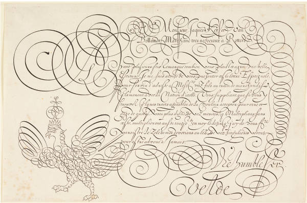 Writing Example from iterary Treasure, second part of Spieghel der Schrijfkonste (The Mirror of Calligraphy), Jan van de Velde
